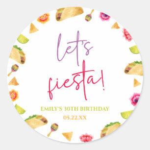 Let's Fiesta Taco Mexican Fiesta Birthday Party Classic Round Sticker