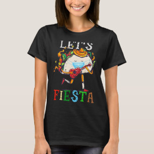 Let's Fiesta Taco Wearing Mask Guitar Mexican Cinc T-Shirt