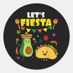 Lets Fiesta Tacos Mexican Party Lets Fiesta Cinco Classic Round Sticker
