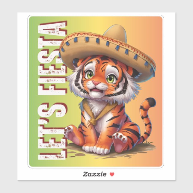 Let's Fiesta - Tiger Cinco de Mayo Sticker (Sheet)