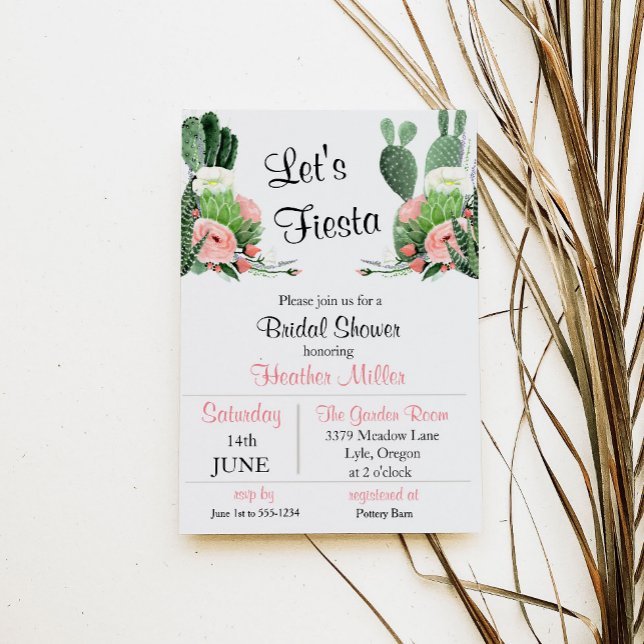 Let's Fiesta Watercolor Bridal Shower Invitation (Creator Uploaded)