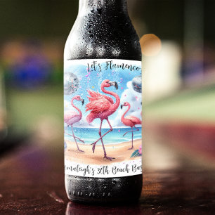 Let's Flamenco! Birthday Beach Bash  Beer Bottle Label