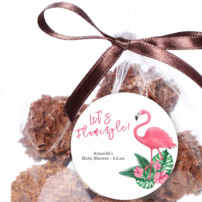 Let's Flamingle! Baby Shower Classic Round Sticker (Creator Uploaded)