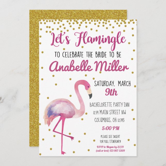 Let's Flamingle Bachelorette Invite (Front/Back)
