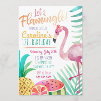 Let's Flamingle Birthday Party Invitation