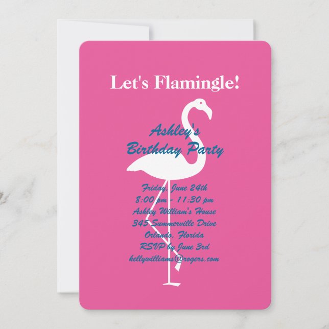 Let's Flamingle Birthday Party Invitation- Pink Invitation (Front)