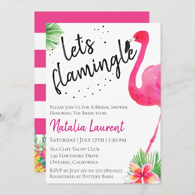 Let's Flamingle Bridal Shower Invitation (Front/Back)