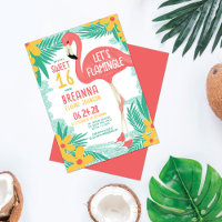 Let's Flamingle Flamingo Tropical Floral Sweet 16
