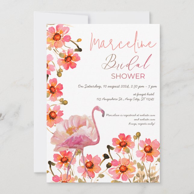 Let's Flamingle Floral Bridal Shower Invitation (Front)
