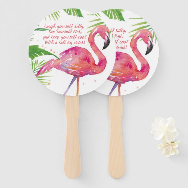 Let's Flamingle Hand Fan (Front and Back)