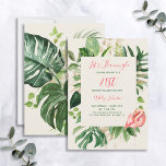 Let's Flamingle Pink 21st Tropical Birthday Party Invitation<br><div class="desc">The perfect invitation for a fun, elegant 21st birthday party, this "Let's Flamingle" design features a beautiful gold and green tropical watercolor motif, embellished with a beautiful flamingo. With pink and green text in both hand lettered script and modern sans serif typography, you can CHANGE THE YEAR to any year...</div>