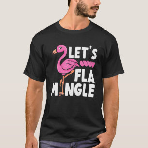 Let's Flamingle Pink Flamingo Heart Bird Summer T-Shirt