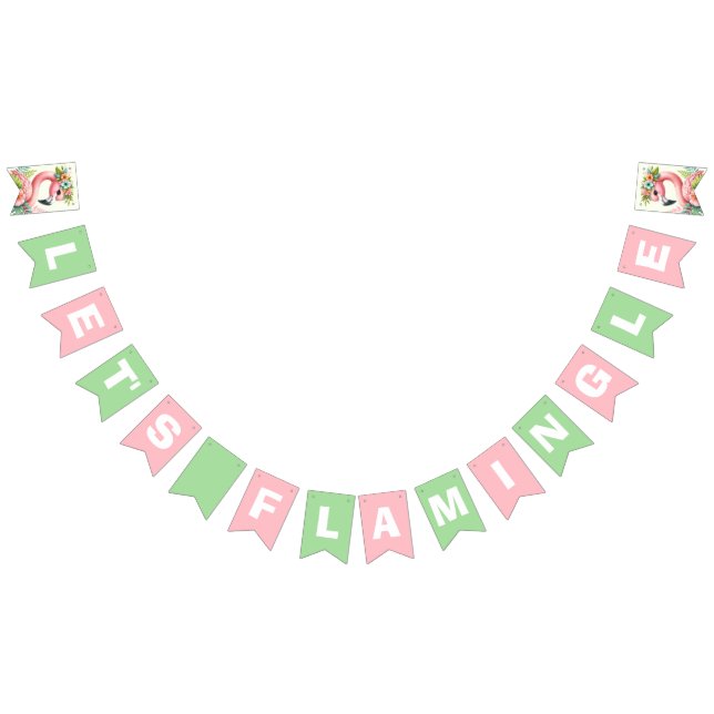 Let's Flamingle Pink Girl Tropical Birthday Party  Bunting (All)