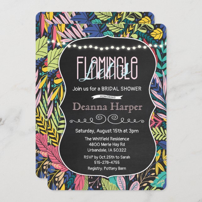Let's Flamingle Tropical Bridal Shower Invitation (Front/Back)