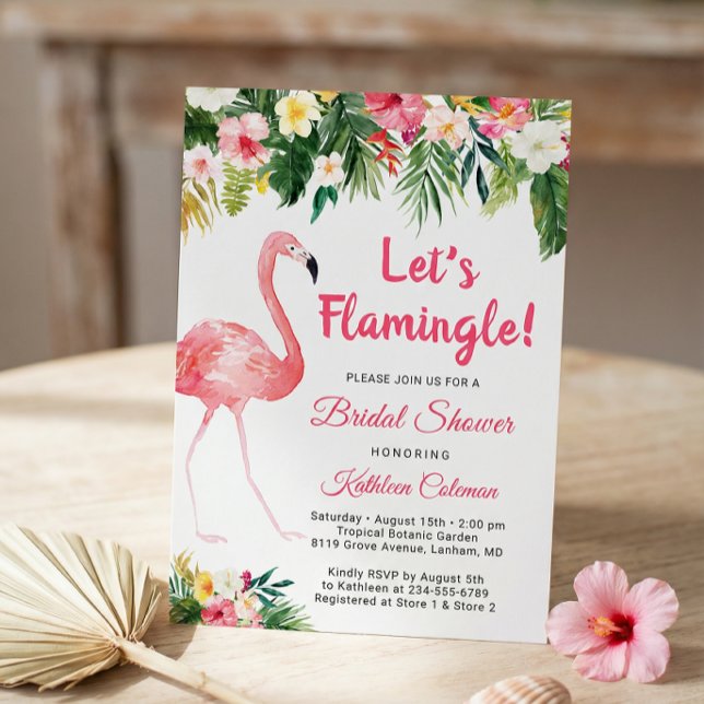 Let's Flamingle Tropical Floral Bridal Shower Invitation (Creator Uploaded)
