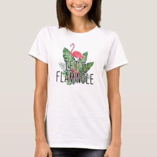 Let's Flamingle Tropical Floral Print Flamingo T-Shirt
