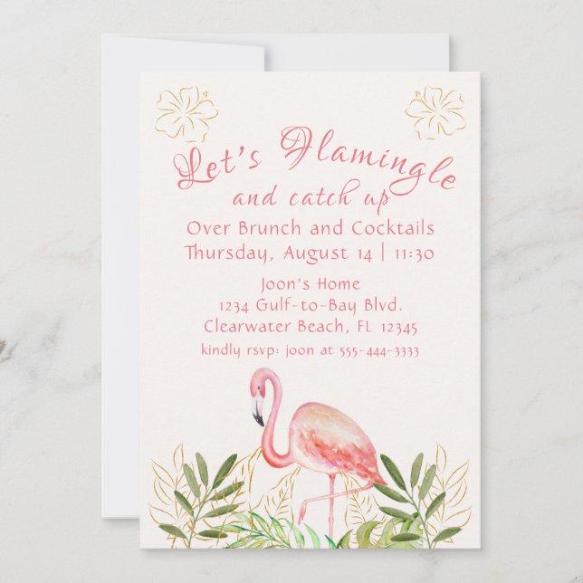 Let's Flamingle Women's Get together Invitation (Front)