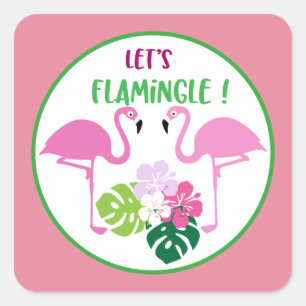 Let's Flamingle words Beach sticker