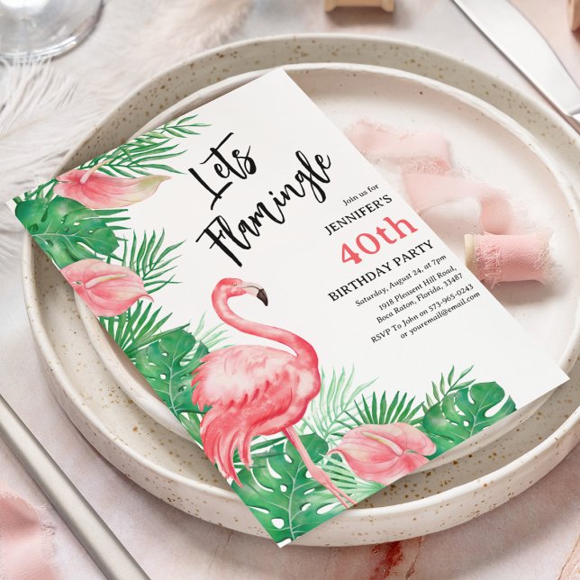 Lets Flamingo Birthday Party Invitation (Creator Uploaded)