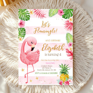 Let's Flamingo Flamingle Tropical Birthday Invitation