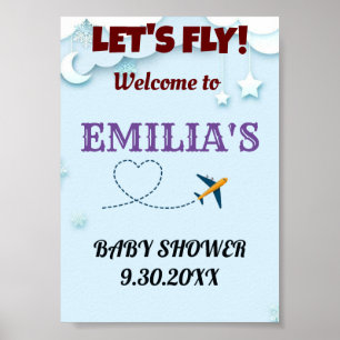 Let's Fly Baby Shower Welcome Sign - Custom 