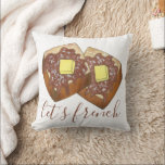Let's French Toast Butter and Syrup Breakfast Food Cushion<br><div class="desc">Design features an original marker illustration of delicious diner-style challah french toast (a.k.a. eggy bread) topped with syrup, powdered confectioner's sugar, and a pat of butter. A breakfast food favourite! This french toast foodie design is also available on other products. Don't see what you're looking for? Need help with customisation?...</div>