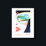 Let's Fun - The White Lotus Canvas Print<br><div class="desc">Step into vacation mode with this officially licensed The White Lotus "Let's Fun" design. Featuring a bold, pop-art inspired illustration of Lucia's chic face with sunglasses reflecting a luxurious resort scene—complete with Aperol spritzes, stunning coastal views, and the iconic White Lotus logo—this design oozes retro glamour and playful sophistication. Perfect...</div>