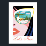 Let's Fun - The White Lotus Poster<br><div class="desc">Step into vacation mode with this officially licensed The White Lotus "Let's Fun" design. Featuring a bold, pop-art inspired illustration of Lucia's chic face with sunglasses reflecting a luxurious resort scene—complete with Aperol spritzes, stunning coastal views, and the iconic White Lotus logo—this design oozes retro glamour and playful sophistication. Perfect...</div>