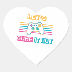 Let's game it out - Retro style Heart Sticker