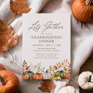 Let's Gather Pumpkin Thanksgiving Dinner Invitation