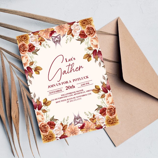 Let's Gather Thanksgiving Dinner Holiday Invitation (Creator Uploaded)