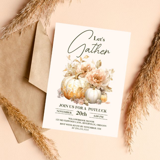 Let's Gather Thanksgiving Dinner Holiday Invitation (Creator Uploaded)