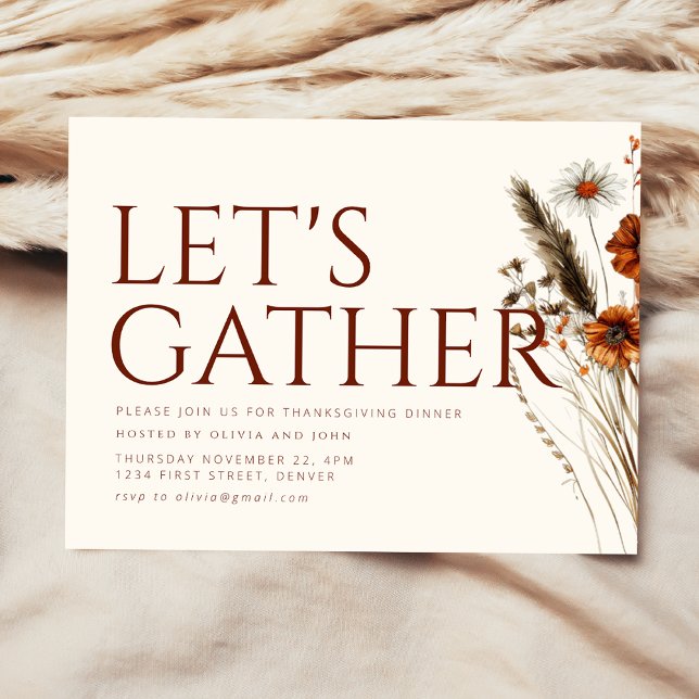 Let's Gather Thanksgiving Invitation Postcard (Creator Uploaded)