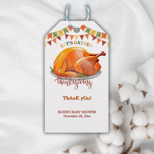 Let's Gather Thanksgiving Turkey Feast Baby Shower Gift Tags