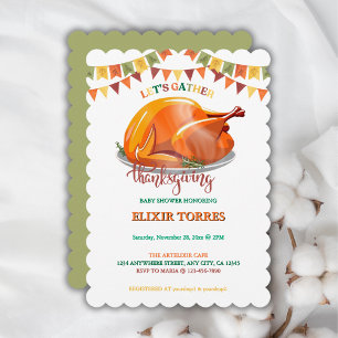 Let's Gather Thanksgiving Turkey Feast Baby Shower Invitation