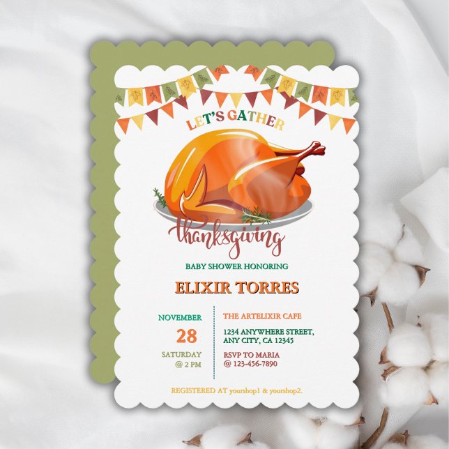 Let's Gather Thanksgiving Turkey Feast Baby Shower Invitation (Creator Uploaded)
