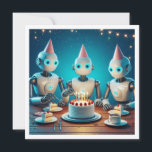 Let's gear up for robot birthday, science birthday invitation<br><div class="desc">A really cool invitation picturing 3 robots eating birthday cake and wearing party hats,  a great invitation for robot lovers as well as science and technology lovers. 
The card can be fully edited and personalised to fit your needs.</div>