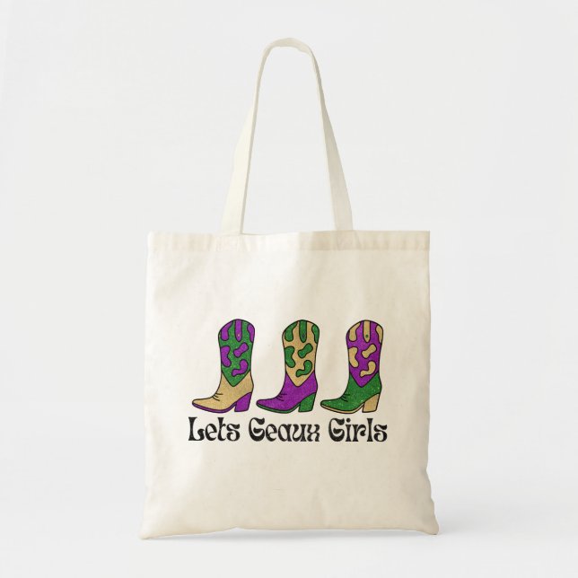 Lets Geaux Girls Mardi Gras Bachelorette Tote Bag (Front)