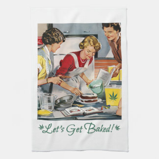 LET'S GET BAKED Funny Pot Pun Tea Towel