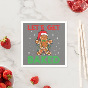 Let's Get Baked Gingerbread Christmas Cookie Bakin Napkin