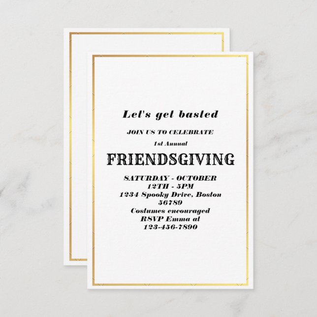 Let's Get Basted | Friendsgiving invitation (Front/Back)