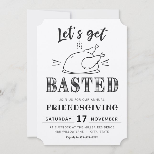 Let's get basted | Friendsgiving invitation (Front)