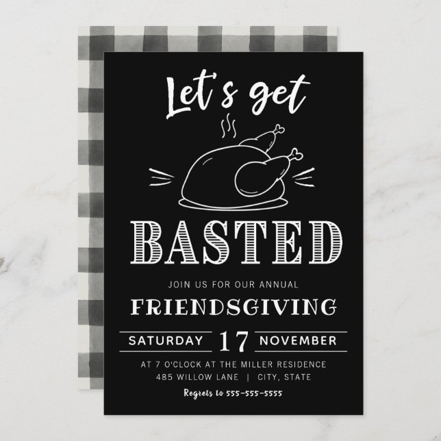 Let's get basted | Friendsgiving invitation (Front/Back)