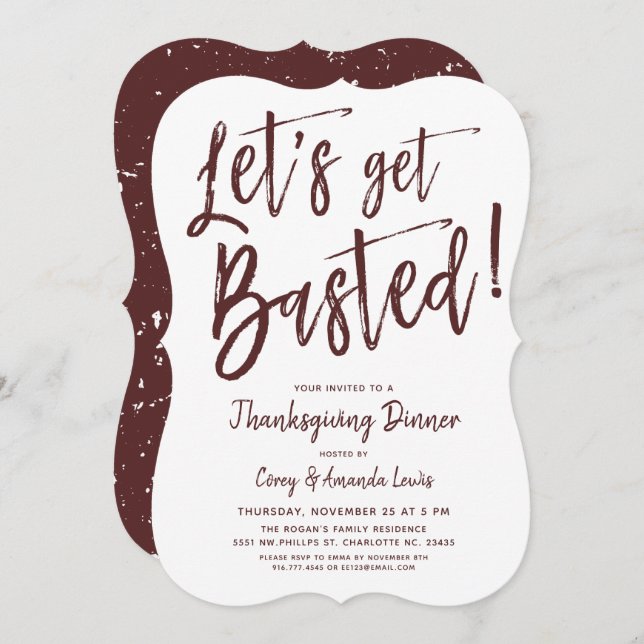 Let's get basted | Funny Thanksgiving Party Invitation (Front/Back)