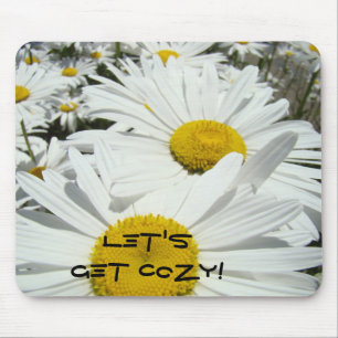 Let's Get Cosy! mousepad White Daisy Flowers