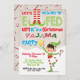 Let's Get Elfed Up Chrismas Party Elf invitation