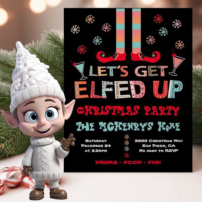 Let's Get Elfed Up Christmas CocktailParty Invitation (Creator Uploaded)