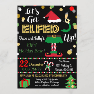 Let's Get Elfed Up Christmas Invitation
