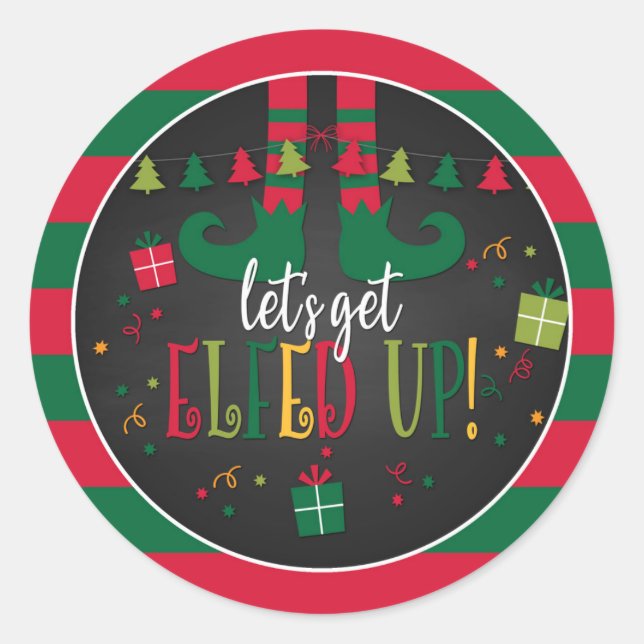 Let's Get Elfed Up Christmas Party Sticker (Front)