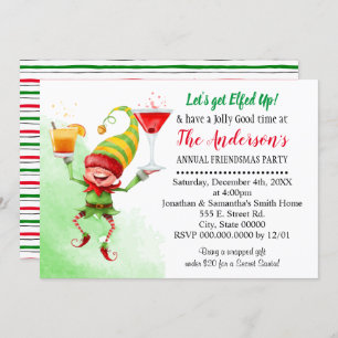 Let's get Elfed Up holiday party Christmas bash Invitation
